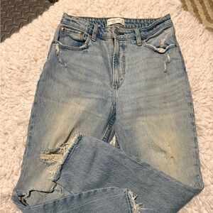 Abercrombie & Fitch Light Blue Distressed Boyfriend Jeans